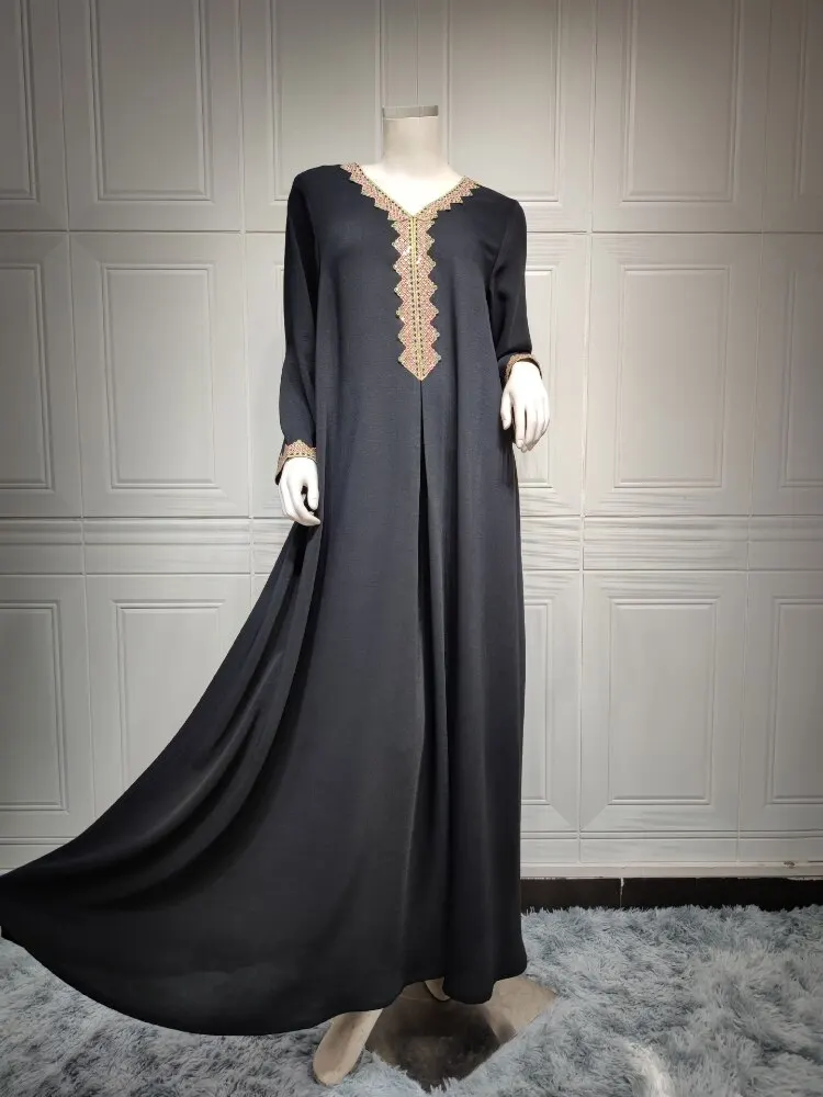 Wholesale New Trendy Modest Eid Ramadan Long Sleeve Hot Sale Ladies Wear Muslim Maxi Dress Abaya Fancy Dubai Kaftan