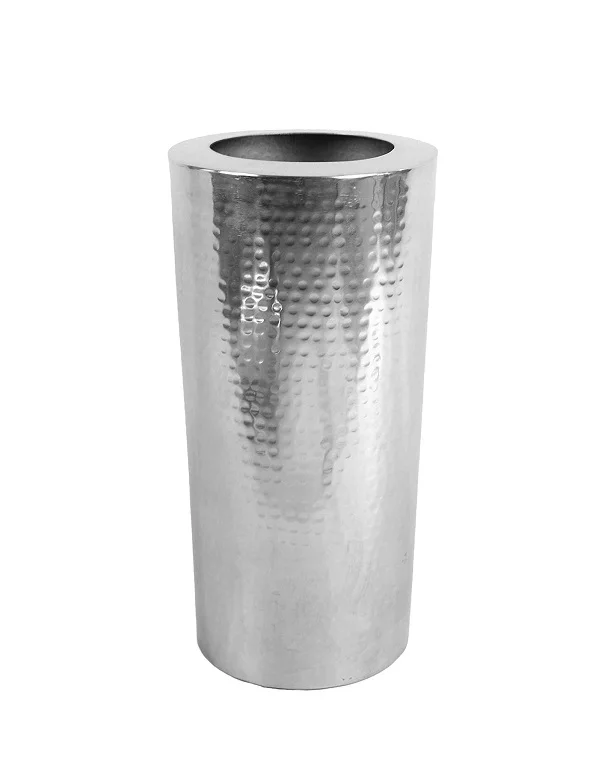 Silver Round Shape Metal Flower Vase Home Decorative Side Piece Gitfed Decore Simple Fancy Galvanized Finished Metal Flower Vase
