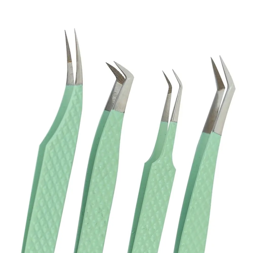Professional Eyelash Extension Tweezers New Fiber Tips Perfect Grip Lashes Never Slip 0.03mm Lashes 75 Degree Bend Easy Light