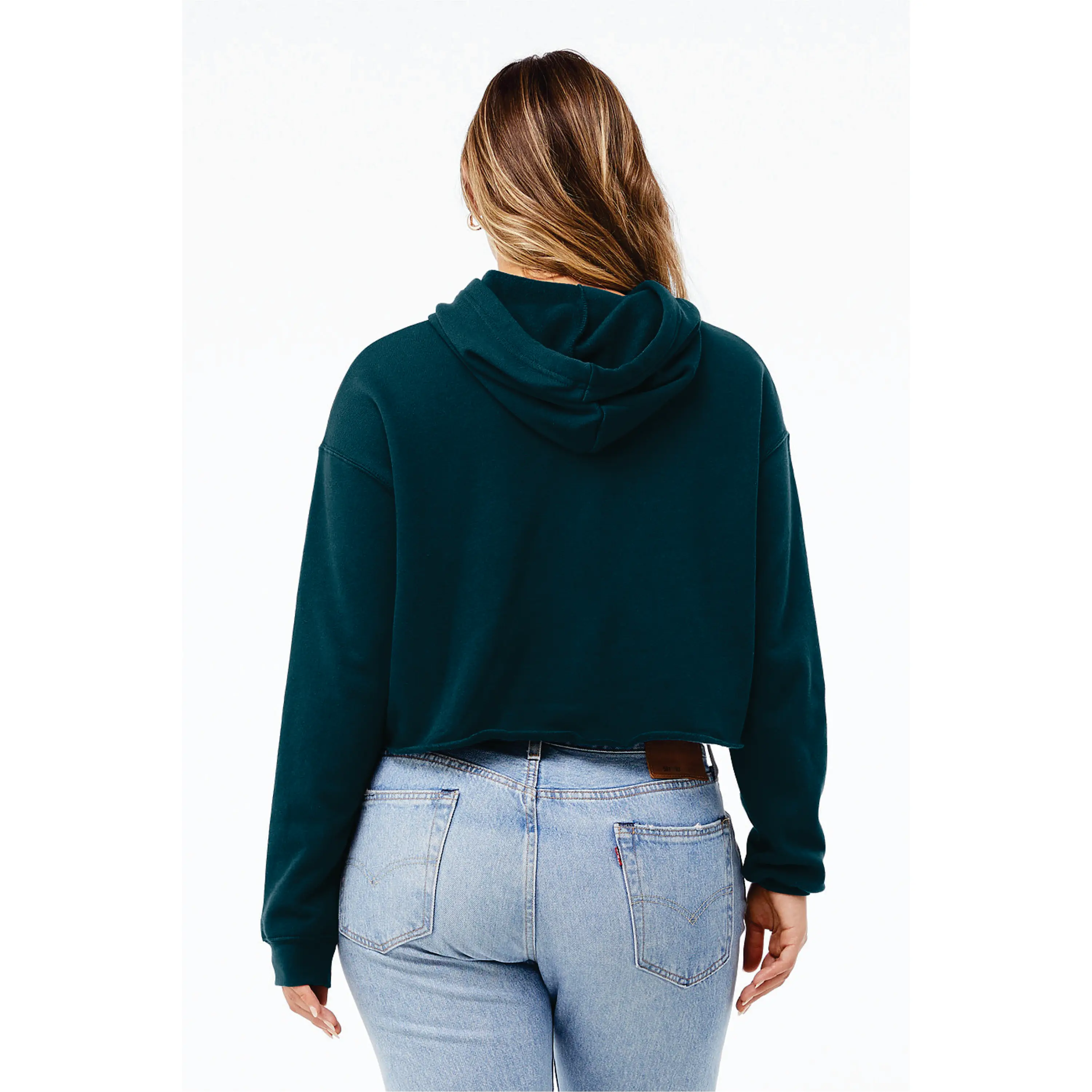 Raw Hem Dropped Shoulder 52% Airlume Combed and Ring Spun Cotton 48% Poly Fleece Atlantic Womens Cropped Fleece Hoodie