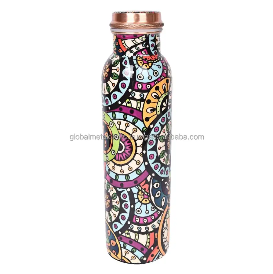 printed meena Pure Copper Water Bottle , Ayurveda herbal copper water bottle with health benefit,