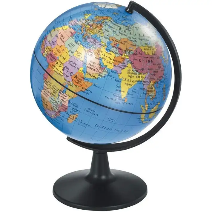 POLITICAL GLOBE highlights country and state borders with less information about the Earths physical features.