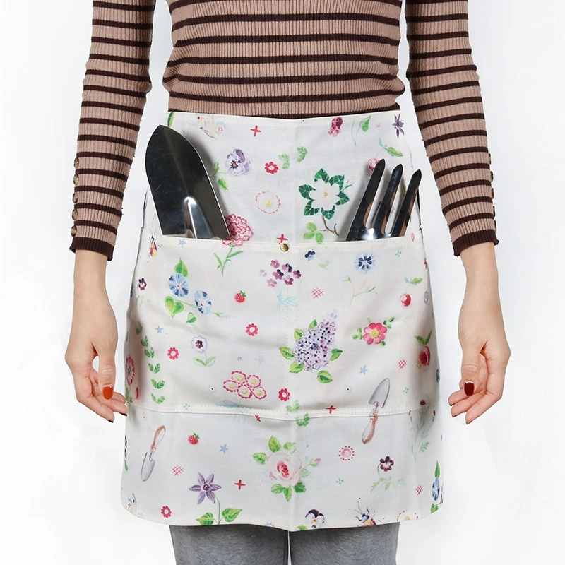 Custom Colorful Artistic Apron Women Kitchen Bib Chef Aprons Flower Pattern Cooking Baking Grilling Canvas Painting Apron