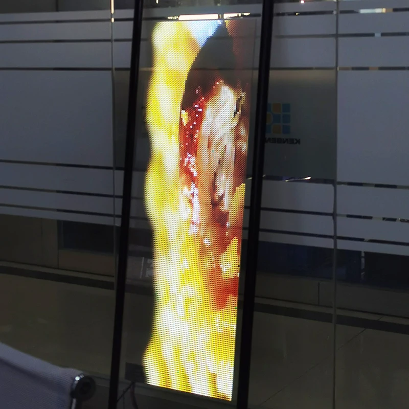 Ultra Light Led Film Screen Glass Led Display Screen Video Wall adhesive led transparent crystal film screen on glass