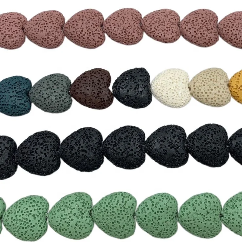 Gemstone Lava Beads Heart Shaped Jewelry beads Flat Heart Shaped beads Lava stone Heart for Jewelry making