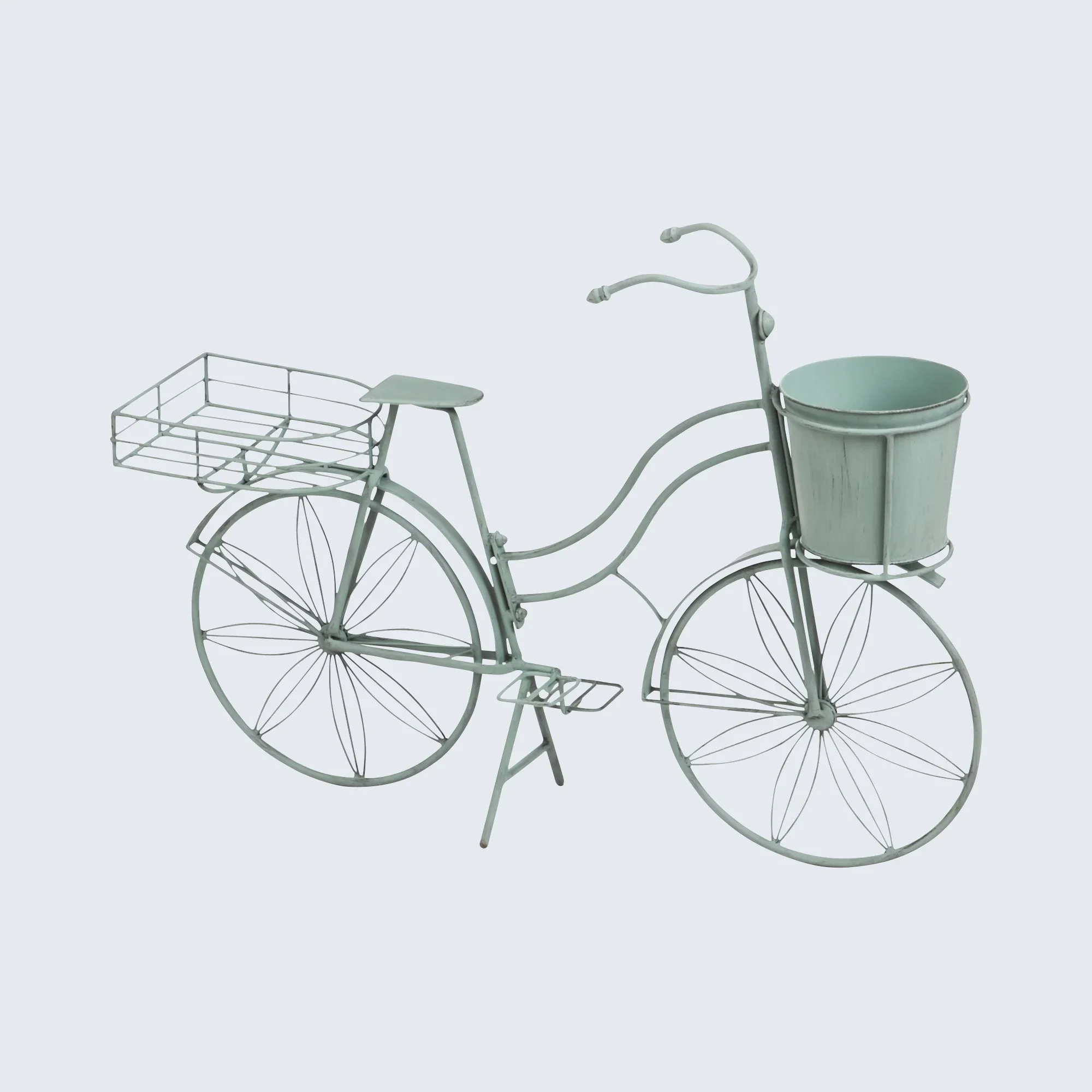 Metal Statue Planter French Countryside with Bicycle Pot Planter