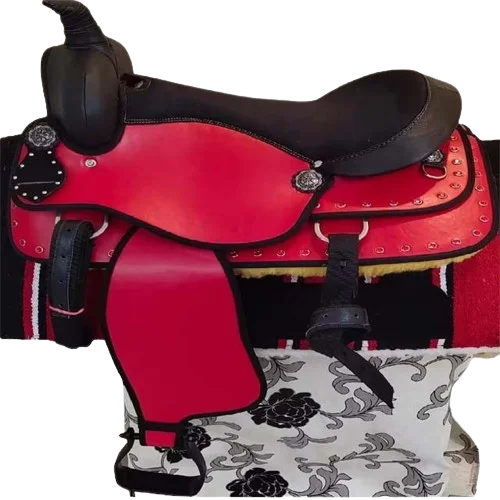 Manaal Enterprises Synthetic Western Barrel Racing Trail Horse Saddle Size 14 to 18 for Competitive Horse Riding
