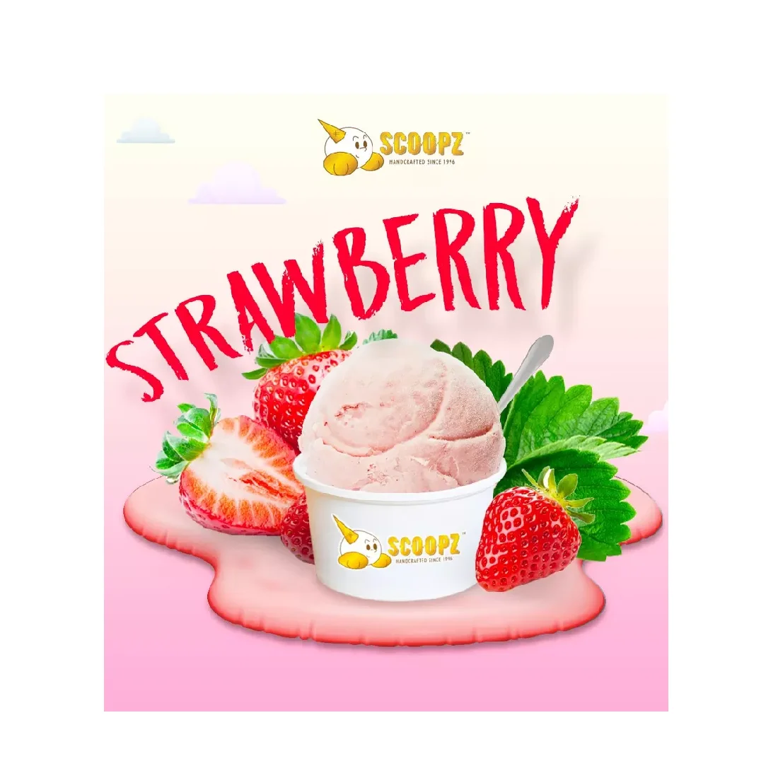 Eggless Low Sugar No Artificial Colouring Tangy Fruity Flavour Soft Instant Handcrafted Strawberry Ice Cream From Scoopz