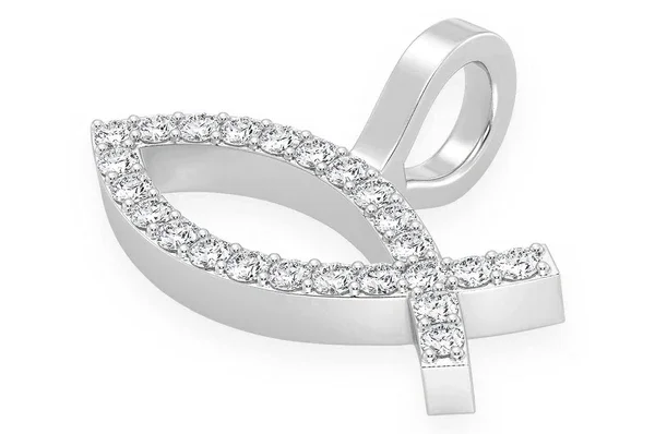 New High Quality Lab Grown Diamond Fish Pendant Trendy Cluster Iced Out Pendant Micro Pave Diamond Christian Fish Pendant