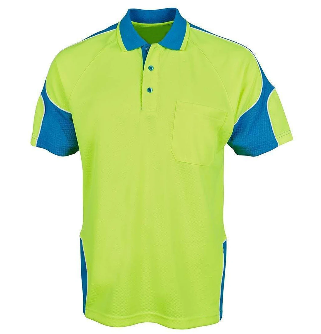 Hi Vis Reflective Safety Work Shirt Mens Workwear Polo Shirt Fluorescent Yellow High Visibility Protective Reflective Safety Pol