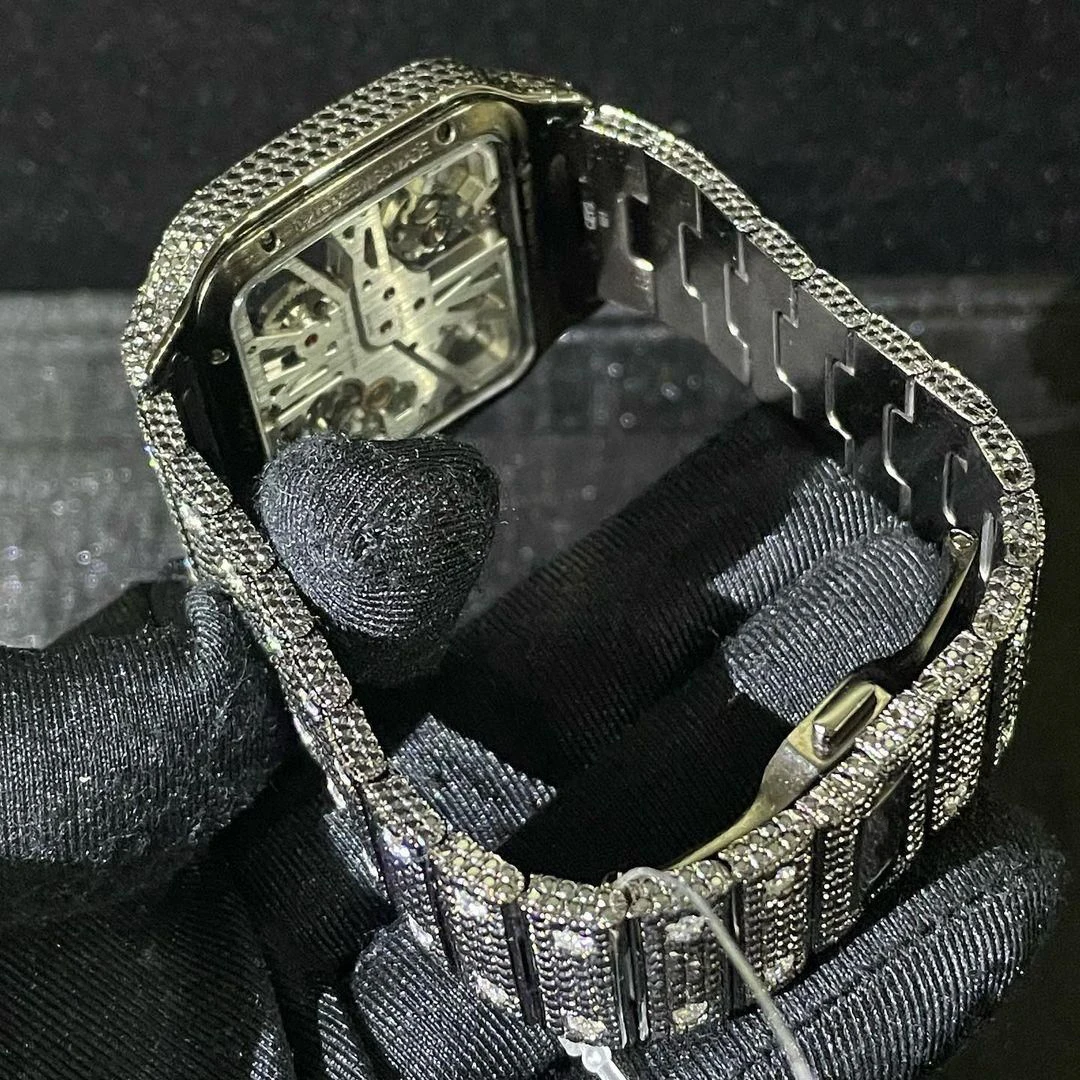 Transparent Quality Black & White Luxury Diamond Bust Down Watch for Men Diamond Watch Luxury Custom Watch
