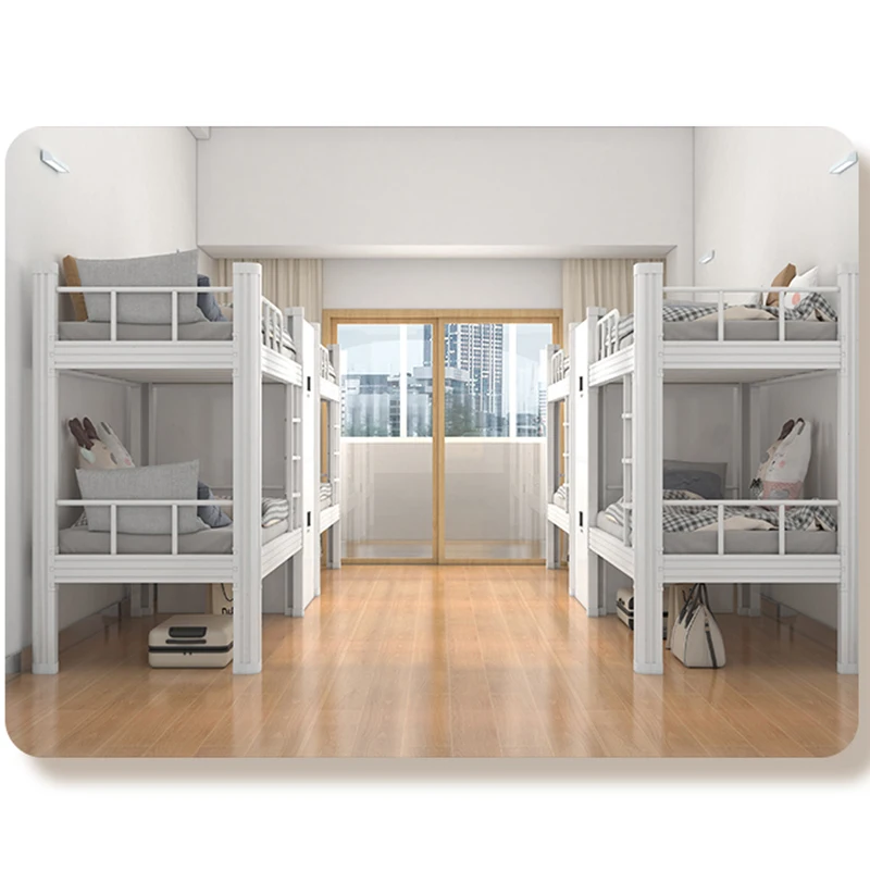 Bed Bunk Beds Loft Double Metal Hostel Steel Kids Desk Single Storage Adult Con Bunker Triple Cama Cheap Literas Hotel Litera