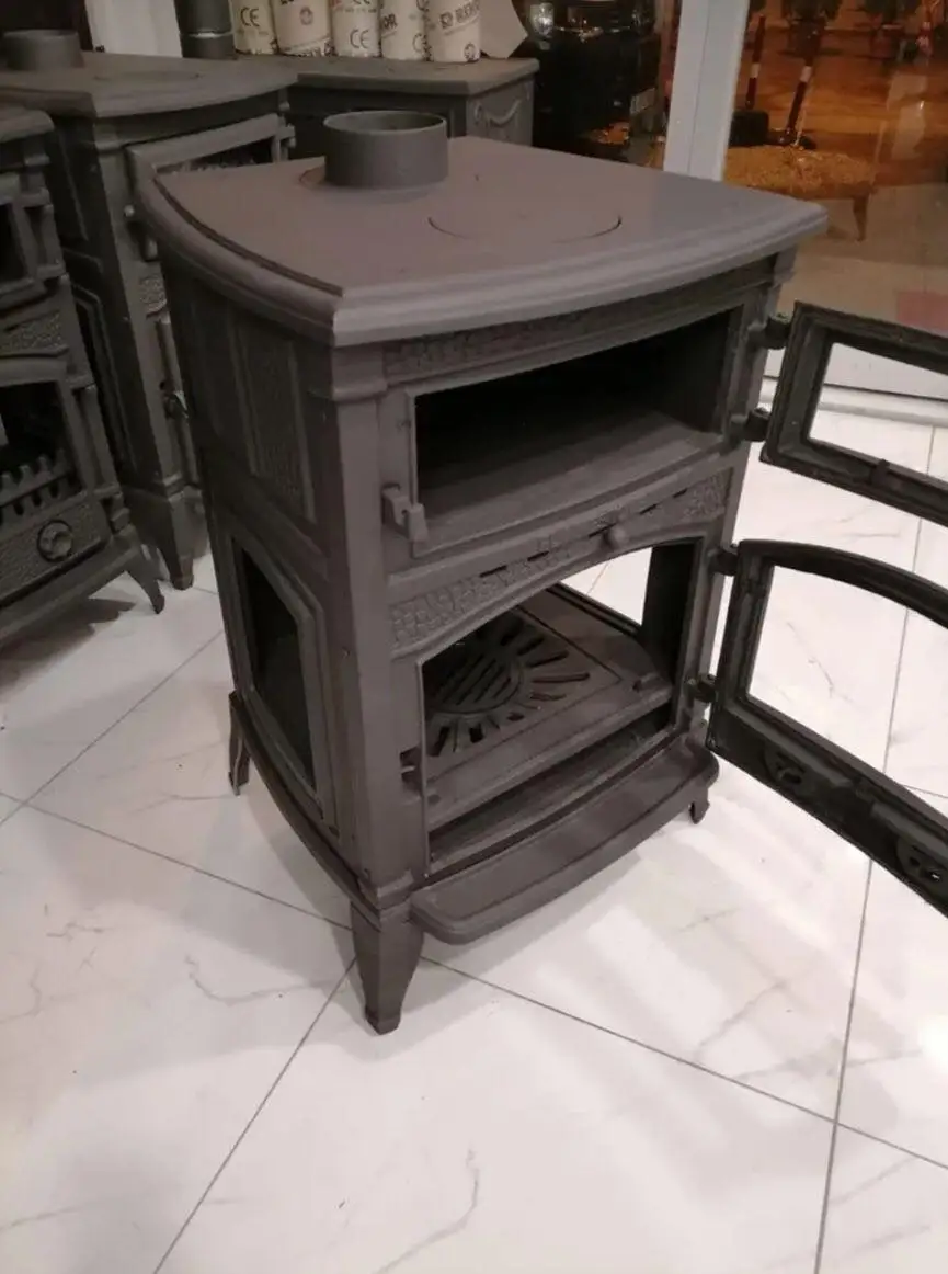 Modern Design Oven Stove Wood Burning Stove with Oven Cast Iron Sale Black Enamel Steel Glass Building Surface Office Technical