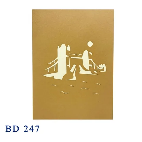 London Bridge Pop Up Card Wholesale Laser Cut Handmade Famous Building Greeting Card Kirigami High Quality Paper 3D Card