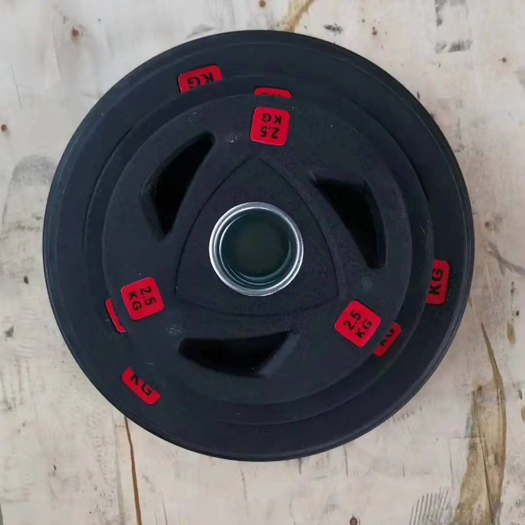 50mm hole Tri-grip Rubber Coated Cast Iron Weight Plate for weightlifting