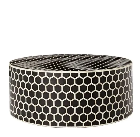 Black Color Modern Home Furnishing Decorative Accessories Mother of Pearl Inlay Furniture Wholesale Bone Inlay Coffee Table