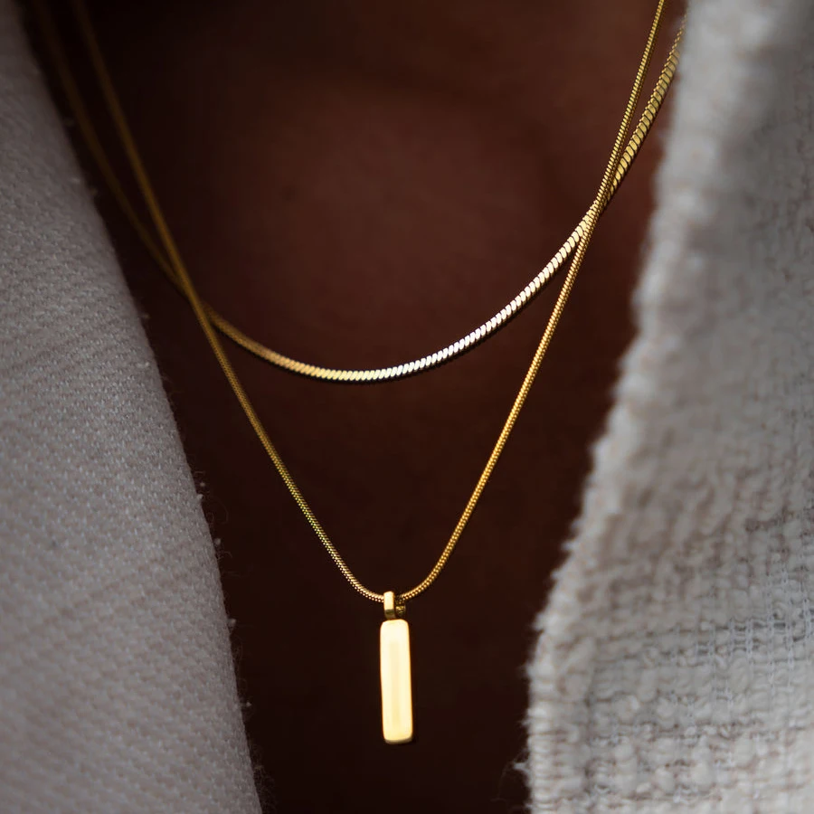 Eco-Friendly Materials Waterproof And Durable 316L Stainless Steel Gold Platinum Square Pendant Necklace  For Men