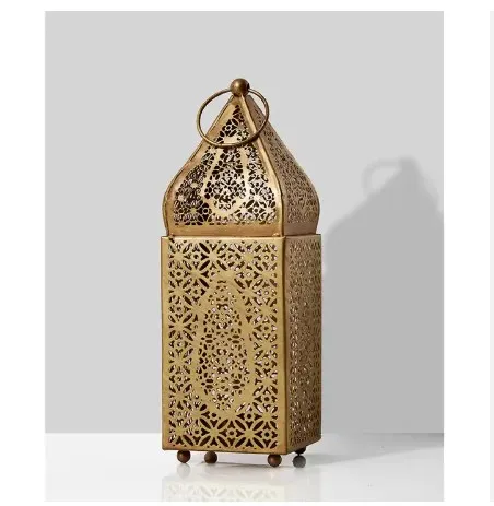 Hot Selling Wholesale Gold Metal Moroccan Candle Holder Lantern Home and Garden Decorative Handmade Candle Lanterns