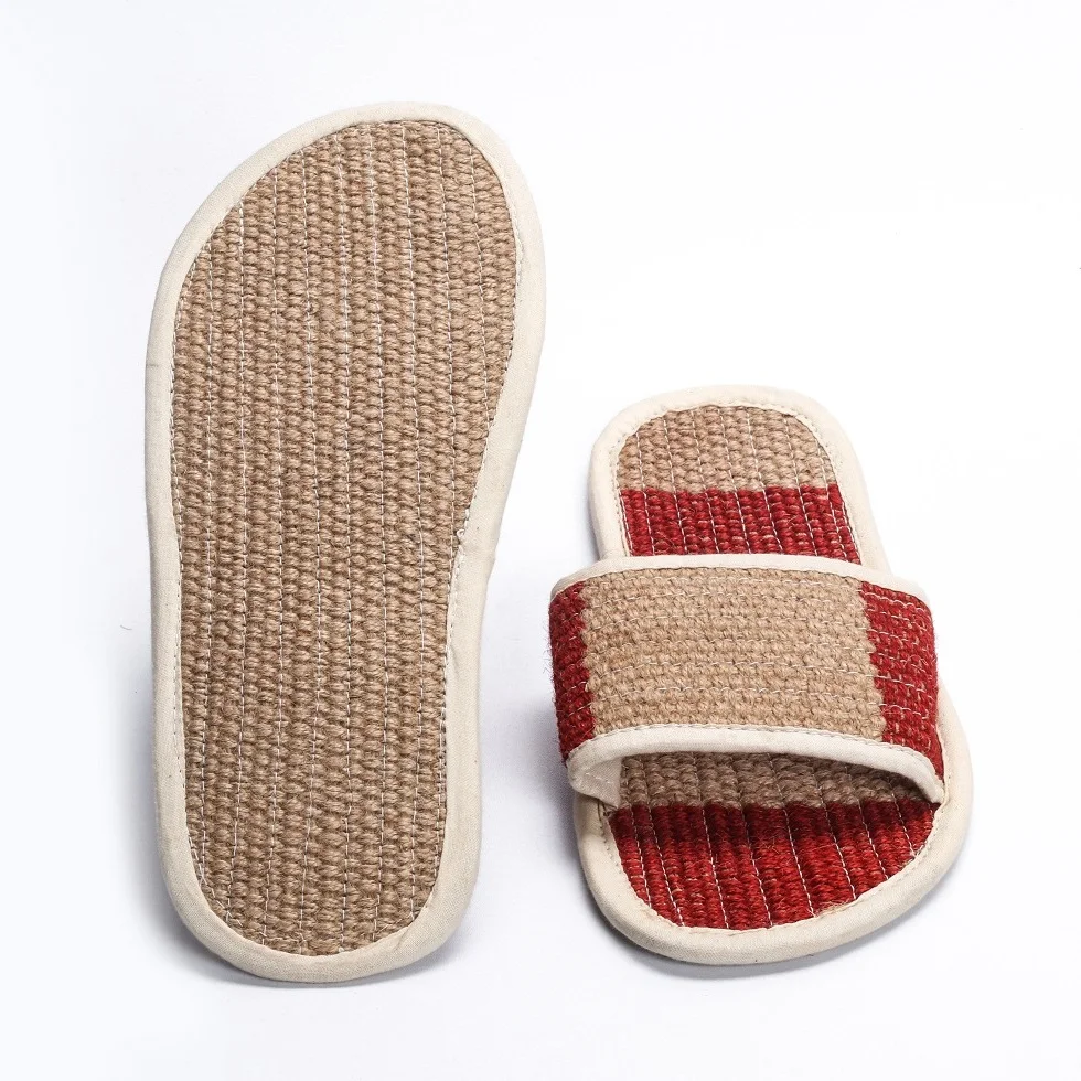 The Most Comfortable Slipper with Colorful Jute flat Sandals Latest Design Wholesale Price OEM Service New fashion Jute Shoes