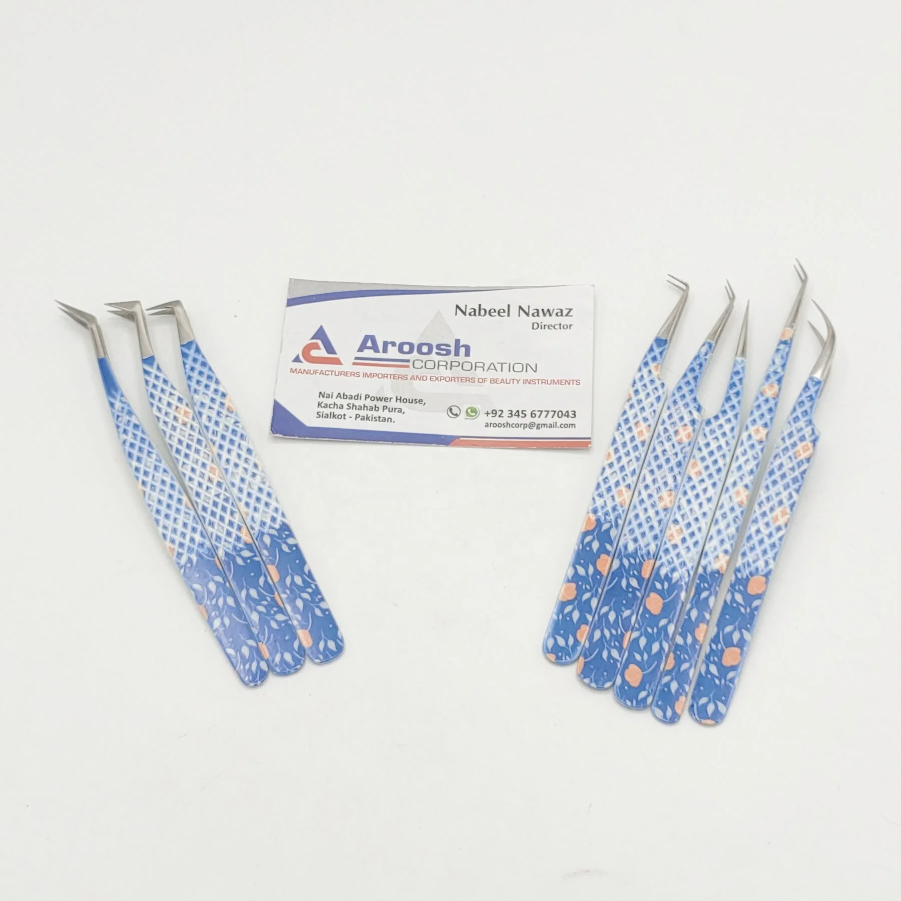 Flower Paper Coated Tweezers Wholesale Stainless Steel Diamond Tweezers For Eyelash Extension Customized Logo