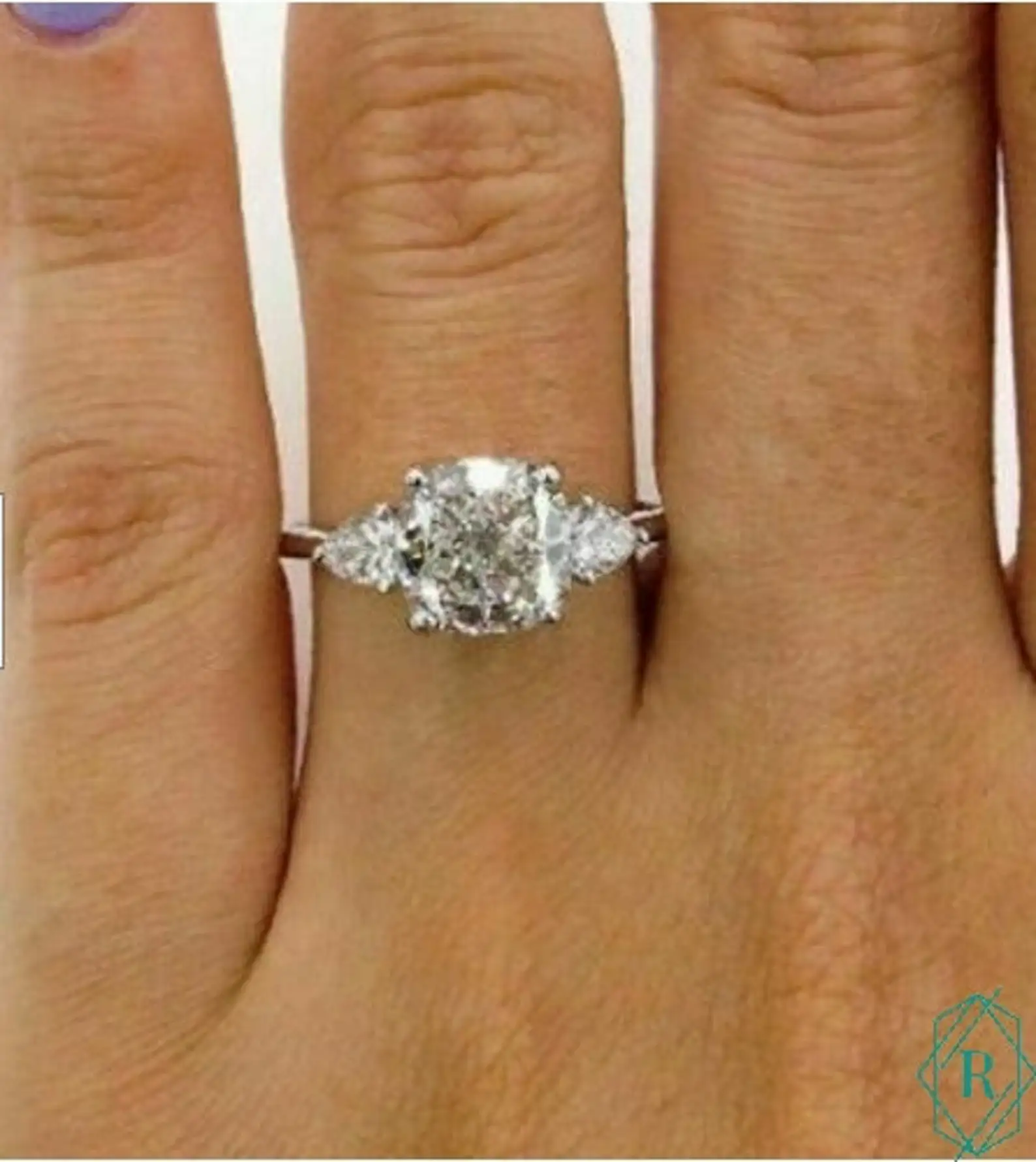 Cushion Cut Moissanite Diamond Three Stone Engagement Ring For Women