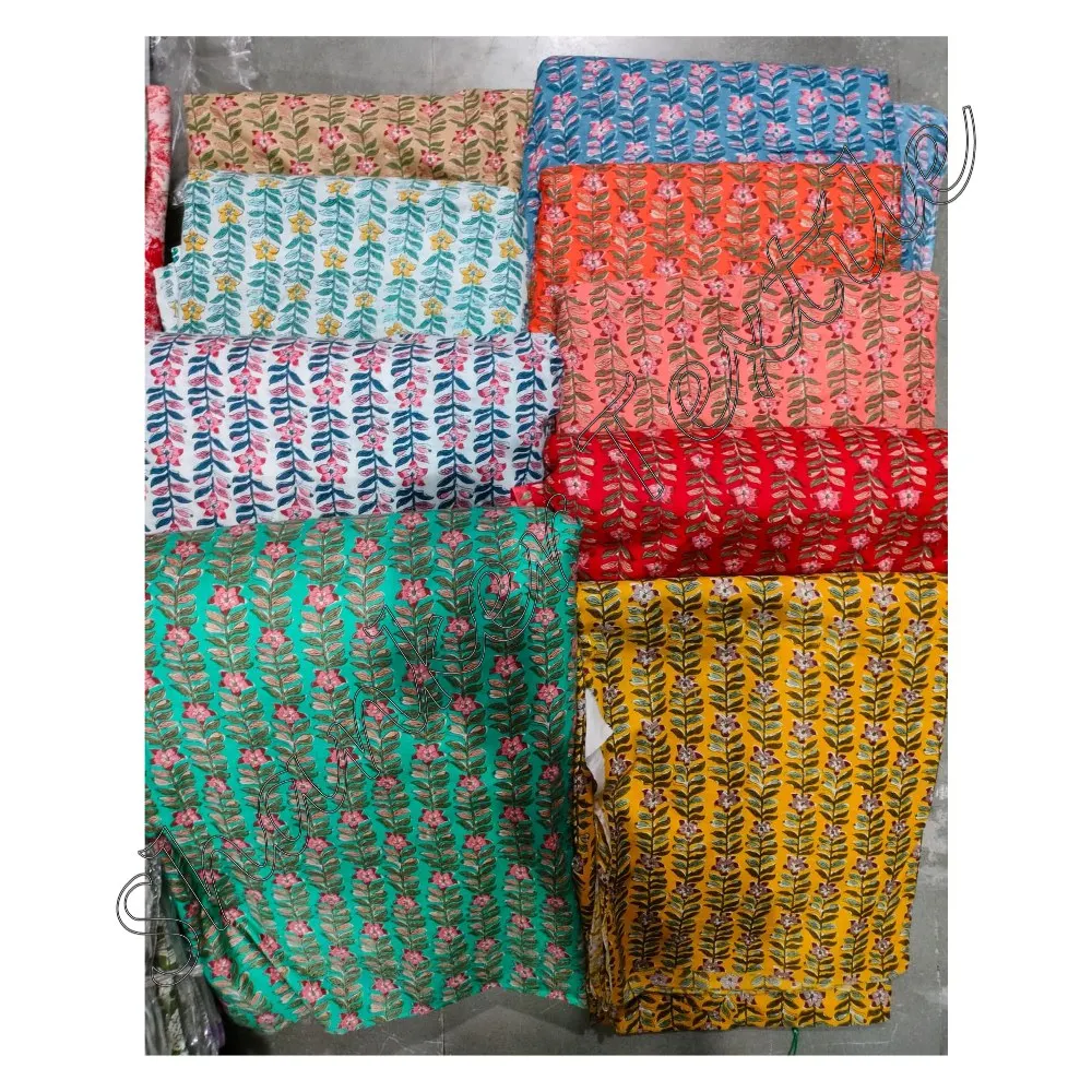 Cotton Voile Running Craft Dress Making Floral Clothing Wholesale Indian Hand Block Printed Fabric For Night Suit Kaftan Kimono