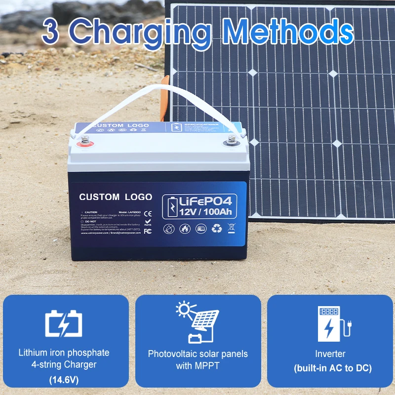 12V 100ah Lithium Ion Lifepo4 Battery Pack Deep Cycle Rechargeable Power Tools Toys Boats LFP High Capacity Lithium Battery
