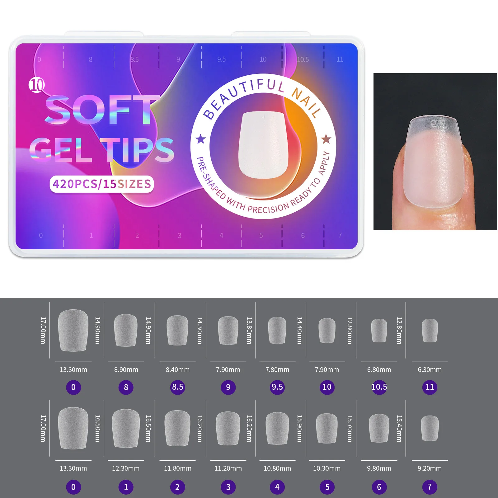 Soft Gel Nail Extension Tips Transparent Nail Tip Box Packaging