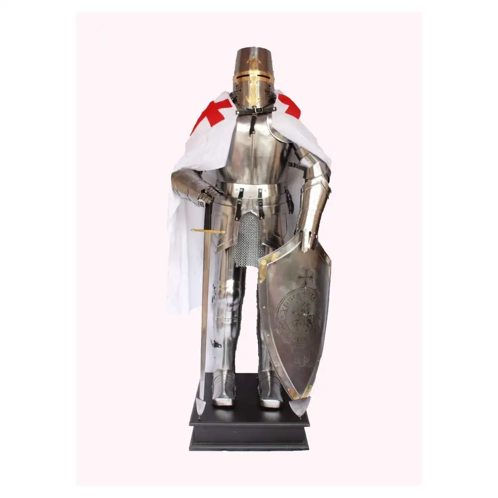 medieval knight suit templar armour armor wearable costume battle warrior crusader of for armor full silver polish