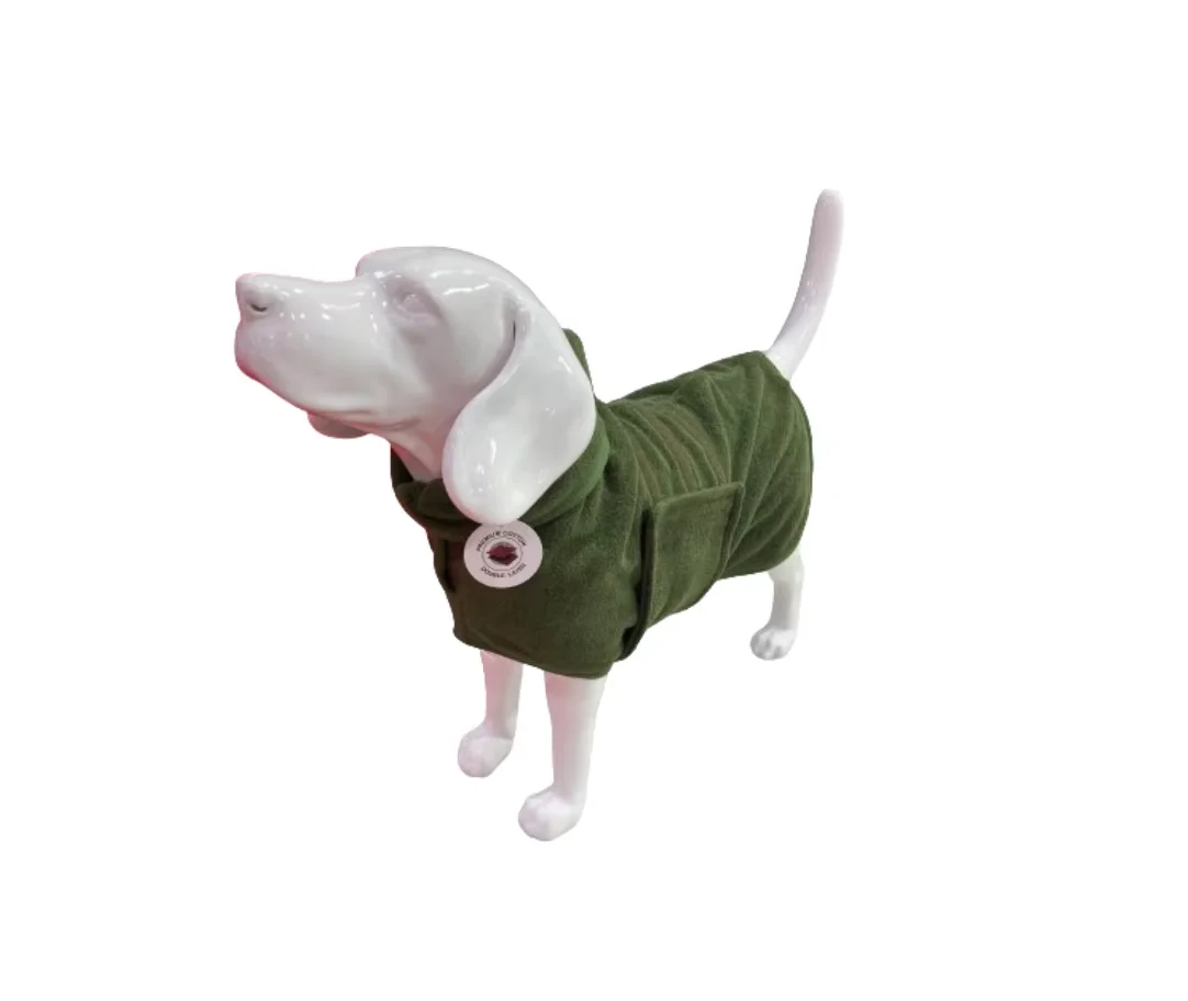 EcoCotton Dog Drying Coat Terry Double Layer Cotton Coat for Dog Made in Turkey