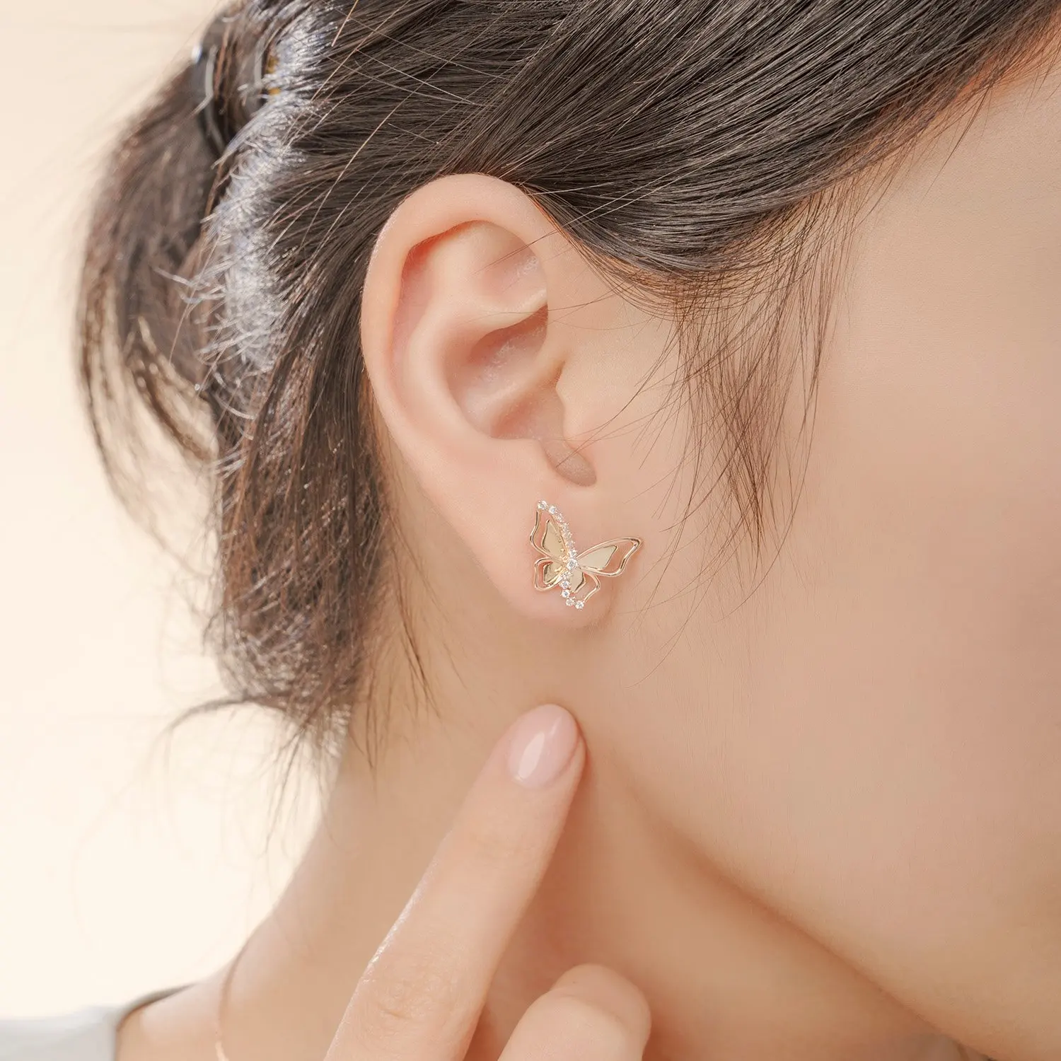 BEST SELLING 14k solid gold jewelry butterfly earrings jewelry for women - HuythanhJewelry - Vietnam manufacturer BTPTB335