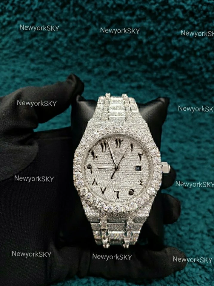 2023 Custom Bust Down D Color VVS Moissanite Diamond Premium Mechanical Luxury Stainless Steel Wrist Men Women Watches