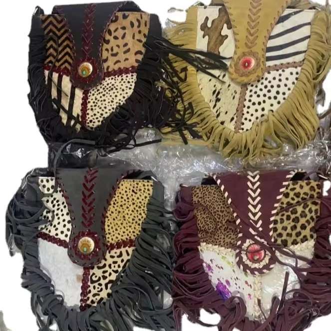 Модные меховые кожаные сумки с животным принтом от rawat ручной работы замшевые бахромой