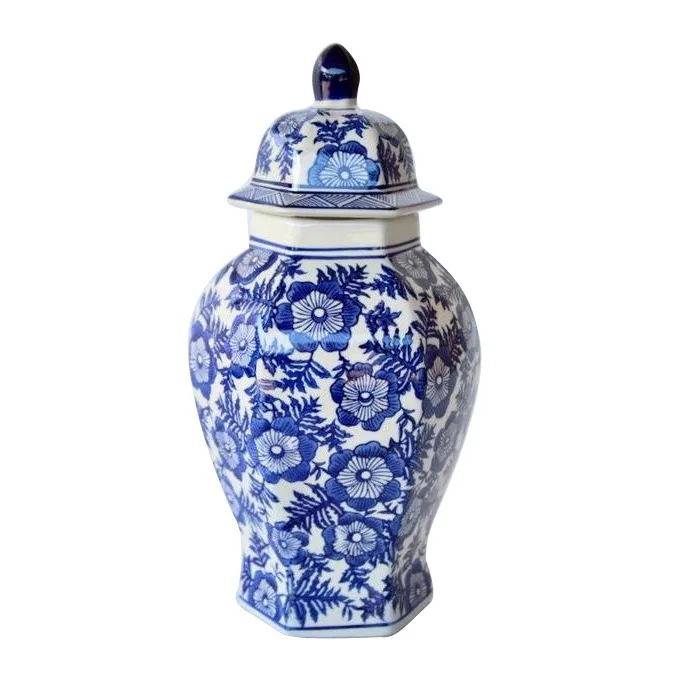 Vintage Blue and White Vases Handmade Crackled Short Decor Antique Ceramic Ginger Jars best Selling at Reasonable Price