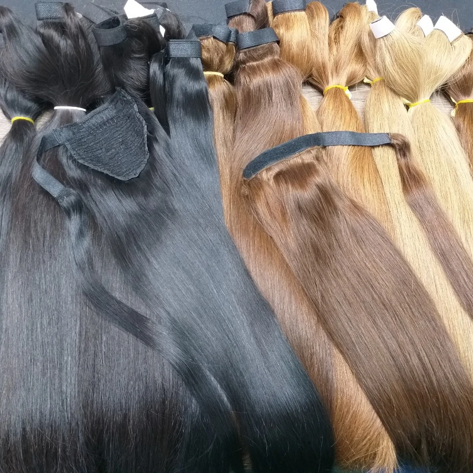 Hot Selling Cheap Ponytail Hair Extensions Raw Unprocessed Hair 100% Natural Human Hair High Quality Very Smooth & Soft