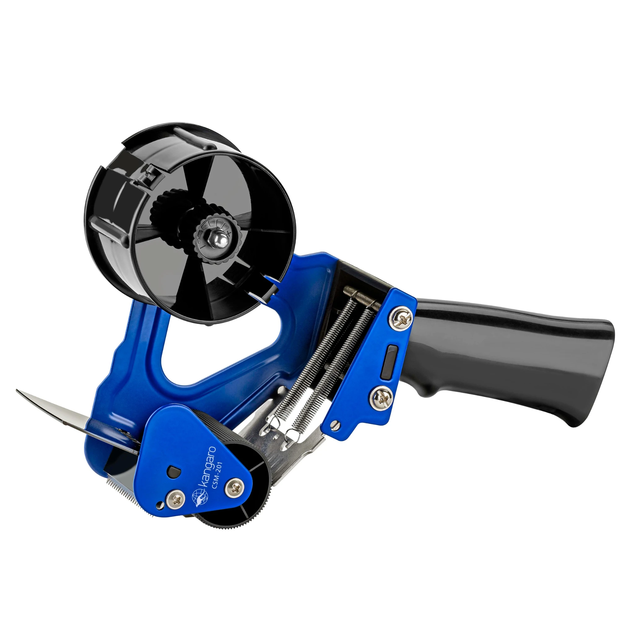 Packing Tape Dispenser with Ergonomic Handle Durable Metal Construction Stainless Steel Blade-Adjustable Spool Tension
