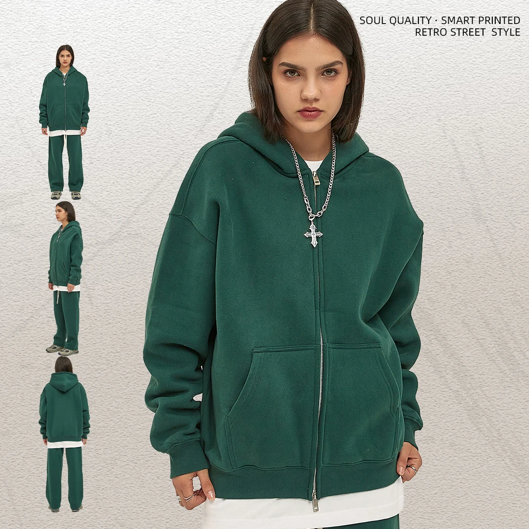 Oversized thermal zip up black over sized baggy mens hoodies and sweatshirts hooded custom acid wash zip up hoodie