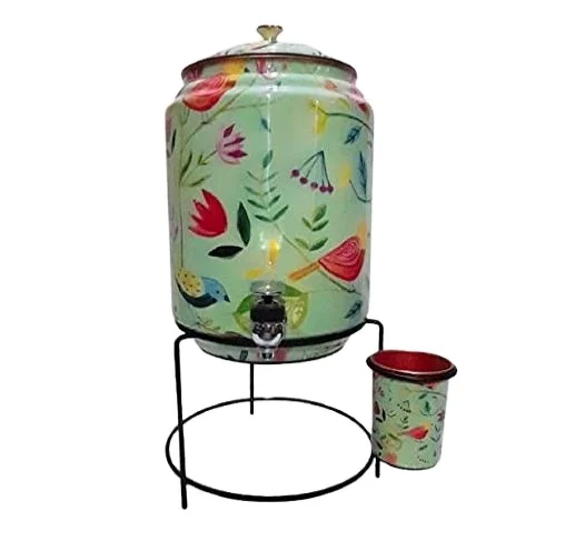 Hot selling amazon Wholesale Manufacturer Copper Water Dispenser Pot Enamel Printed with Stand for good health