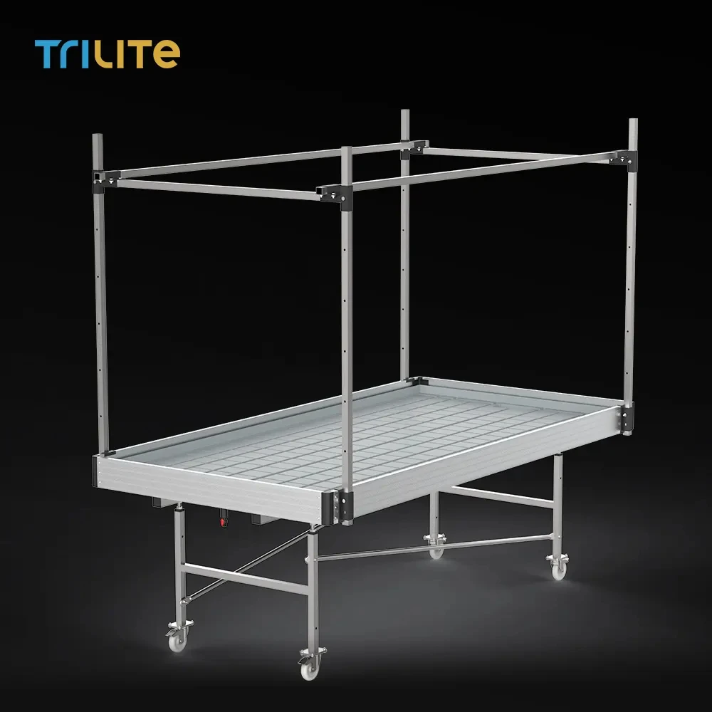 Hydroponic Greenhouse Grow Table With Growing Trays Rolling Benches For Commercial Green house Grow Table