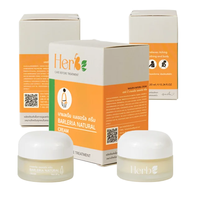 Barleria Natural Herbal Cream from Thailand Body Antifungal Inhibitory Effect on Dermatitis Dry Skin and Peeling Skin Relief