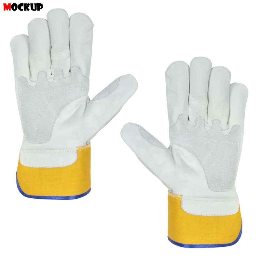 Best Quality Impact Protective Work Gloves Cut Resistant Cowhide Split Leather Patch Palm Work Gloves For Safety