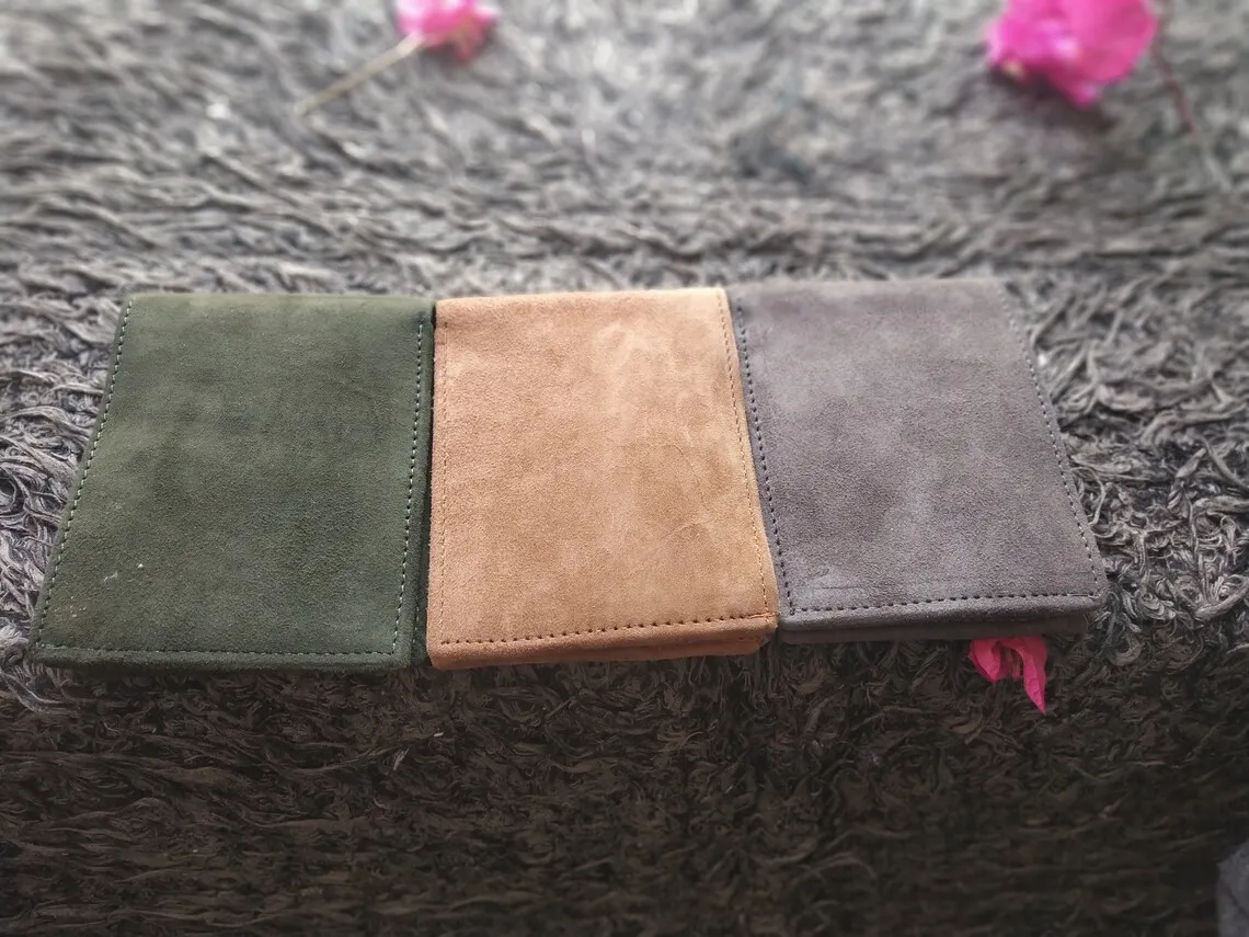 Suede Leather Bifold Hand stitched Men Leather Purse Wallet with Card Slots and Coin Pocket Leather Card Wallet Premium Quality