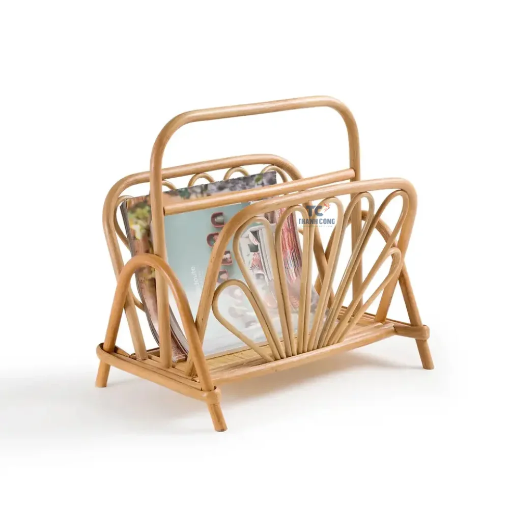 Hot Selling Modern Rattan Magazine Display Rack Wood Nordic Newspaper Basket Newspaper Rack Wholesales Price