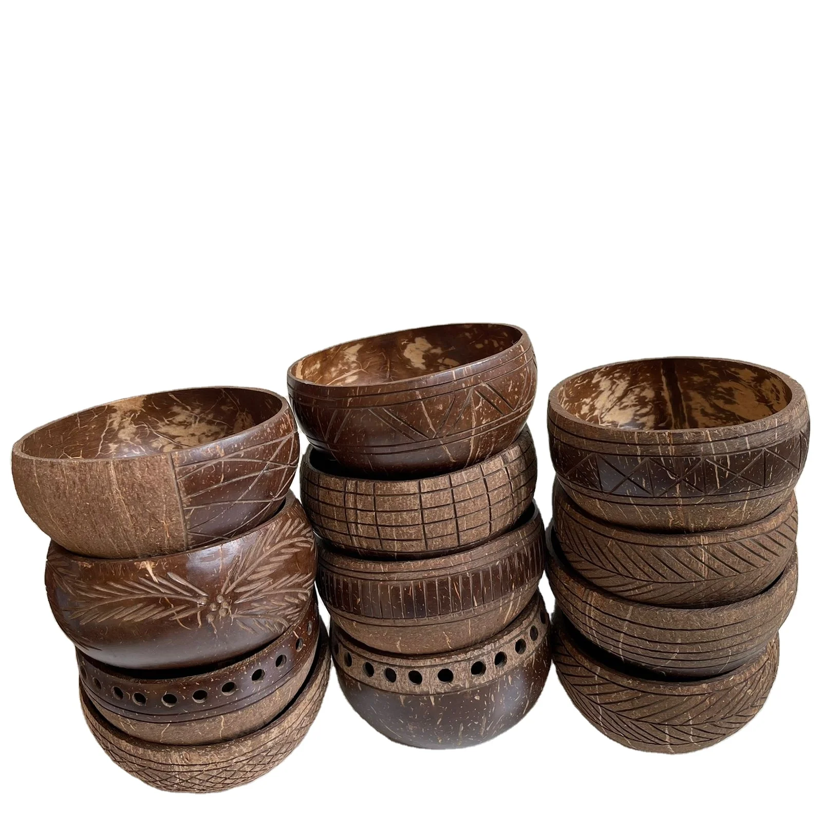 Premium Quality Lacquer Coconut Bowl  Hand Painted Customized Logo Accept Coconut Shell Bowl Factory Direct Wholesale Bowls