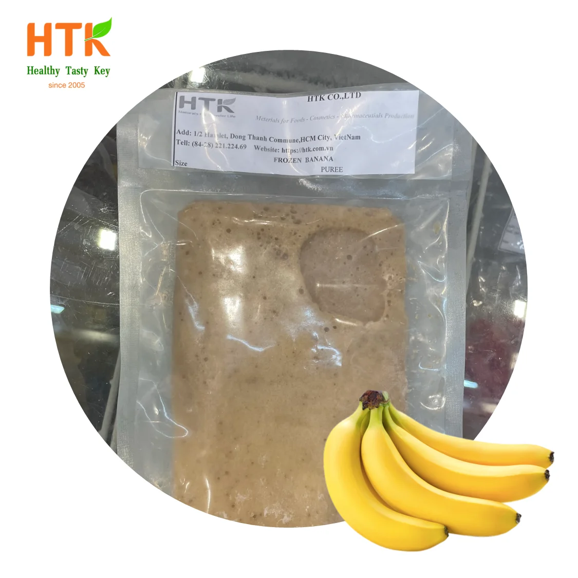 Новинка 2022 г. замороженная Банановая пюре сделано во Вьетнаме 100% натуральная пища HTK для продуктов питания и