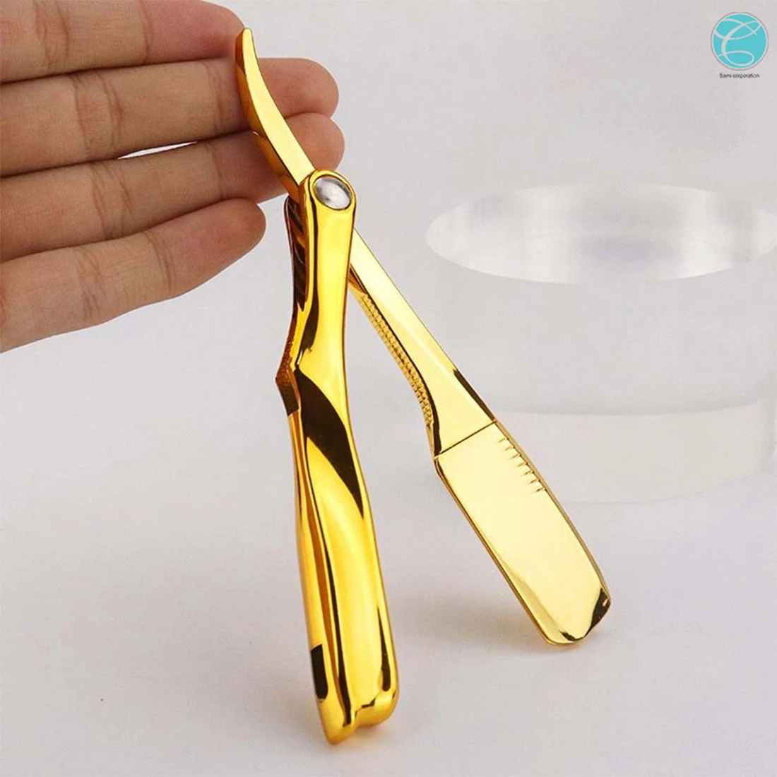 Private Custom Logo Plating Gold Professional Facial Straight Barber Razor Folding Blade Razor Beard Shaving Tools