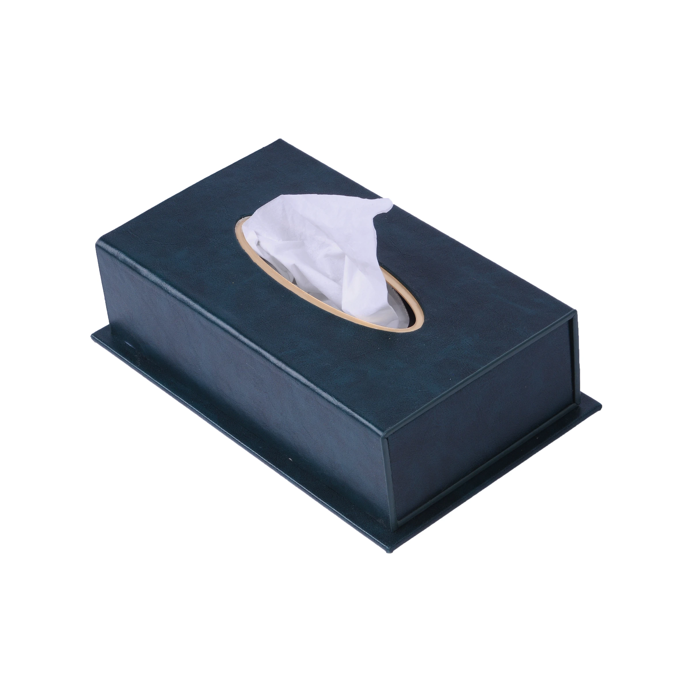 Leather Desk Organizer Tissue Paper and Napkins Dispenser Office Set