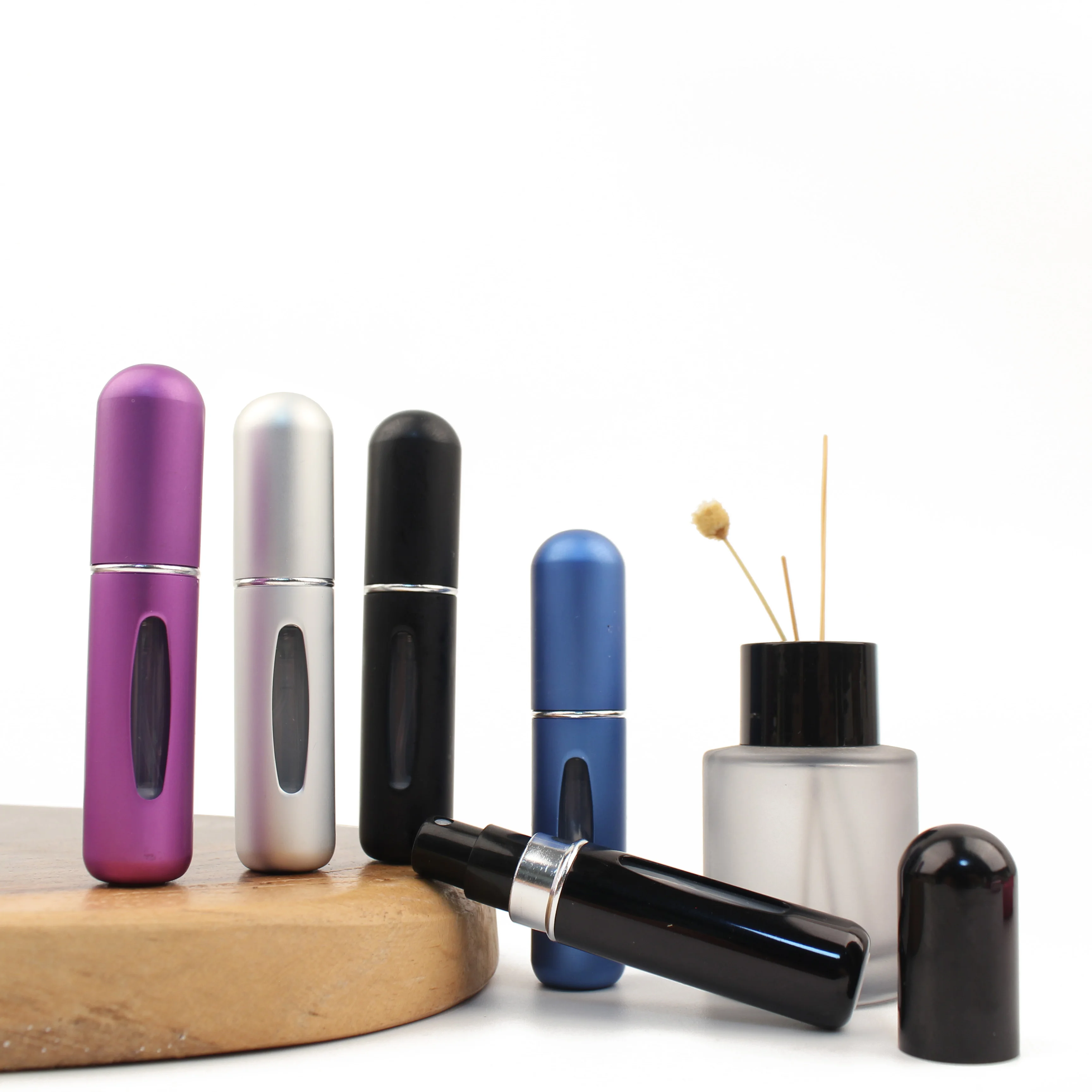 Colorful Empty 5ml 8ml Aluminum Travel Refillable Perfume Atomizer Bottles Spray