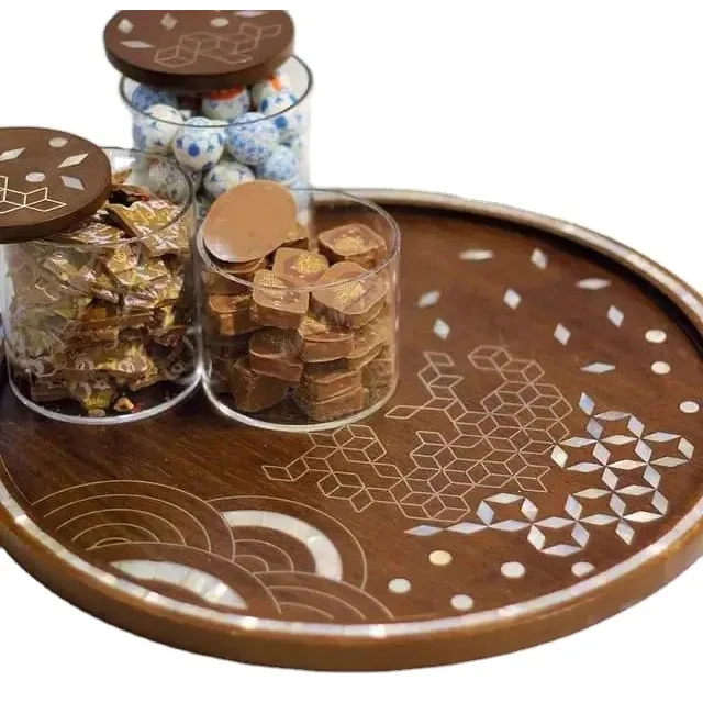 Wooden with shell inlay tray with Acrylic box Serving tray for Home Hotel Mother of pearl Box lid chocolate box