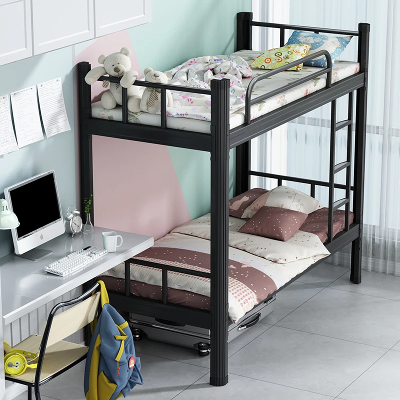 Bed Bunk Beds Loft Double Metal Hostel Steel Kids Desk Single Storage Adult Con Bunker Triple Cama Cheap Literas Hotel Litera
